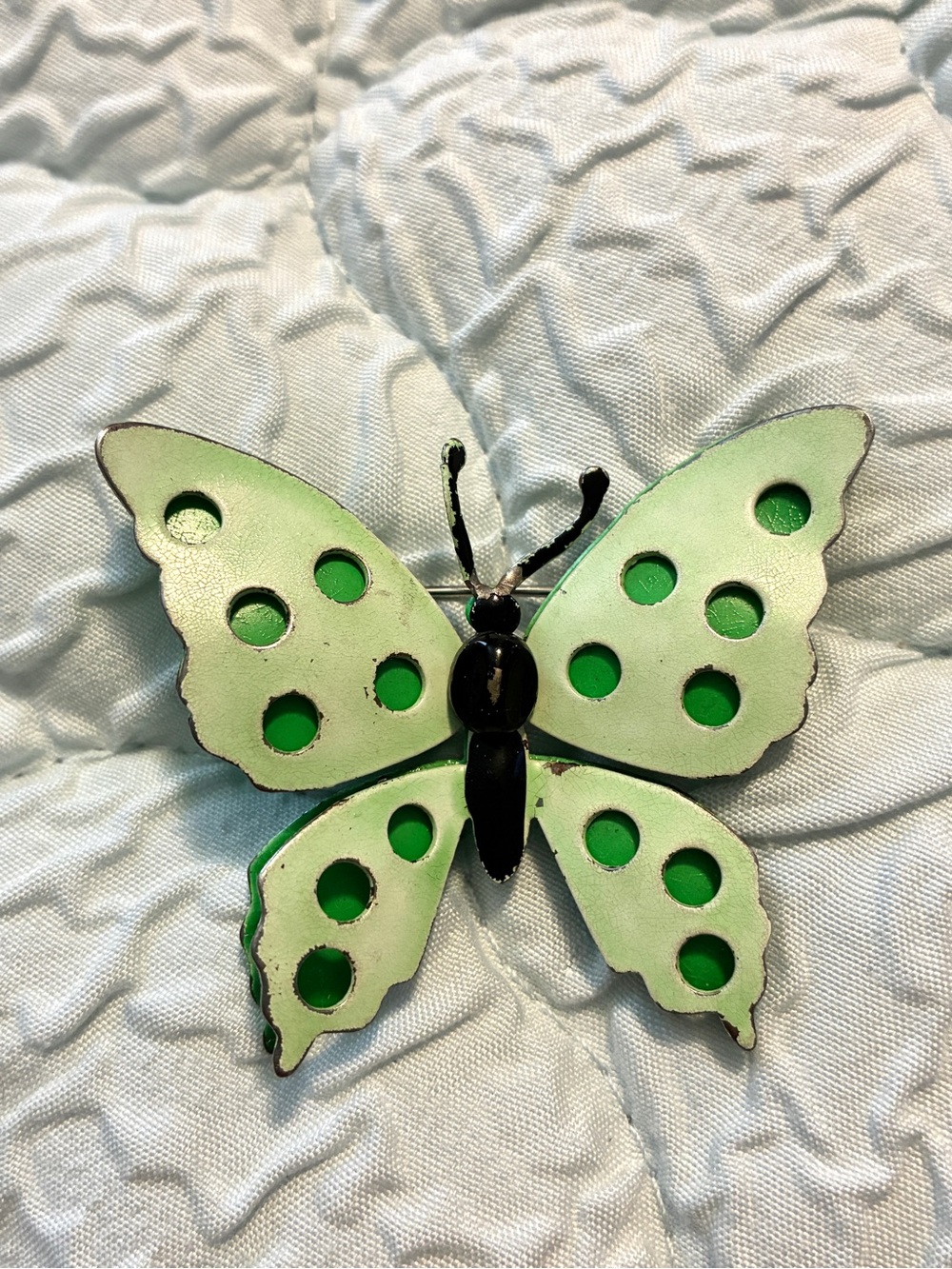 70’s Butterfly Enamel Polka Dot Brooch